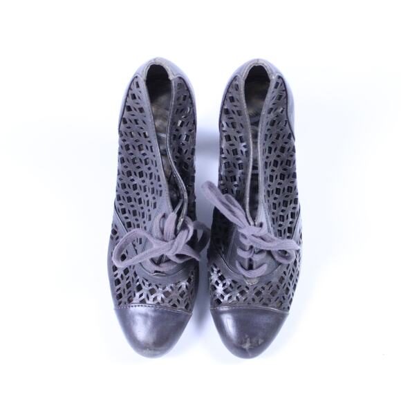 Sam Edelman Heels Womens 8M Grey S-Sawyer Perforated Leather Oxford Shooties - Picture 3 of 5